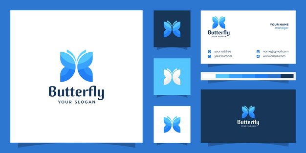 Vector impresionante logo de color mariposa. plantillas de logotipo y tarjeta de visita