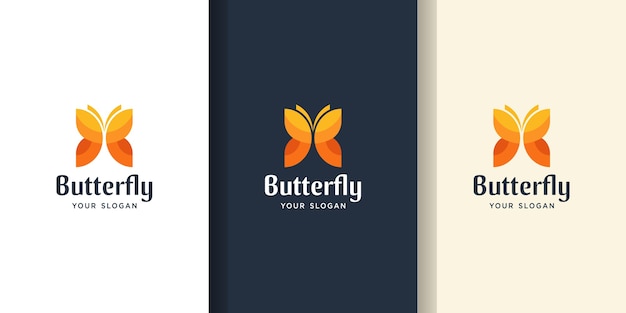 Vector impresionante logo de color mariposa. plantillas de logotipo y tarjeta de visita