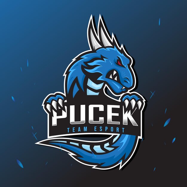 Impresionante logo de dragón para equipo de mascota, club, logo de torneo.