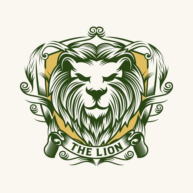 Vector impresionante logo de mascota león