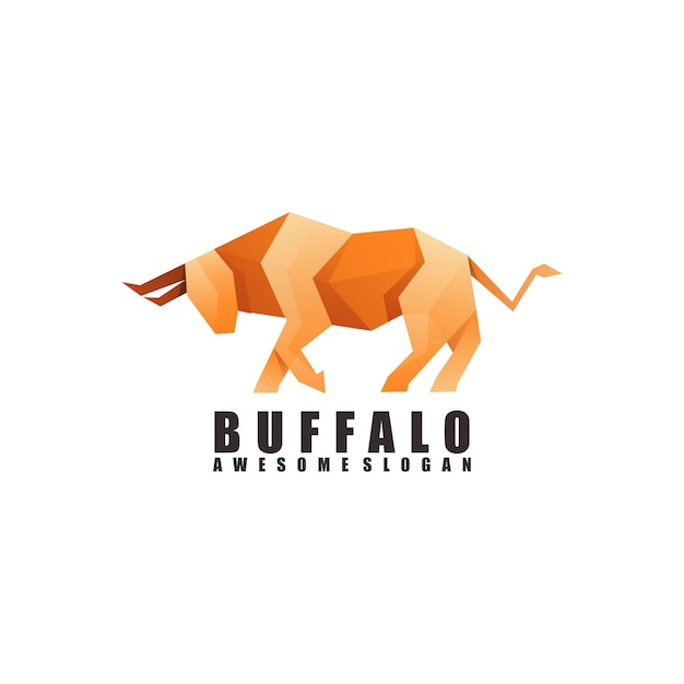 Impresionante logo de origami de búfalo