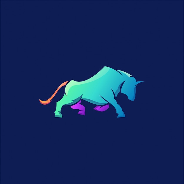 Vector impresionante logotipo colorido toro enojado