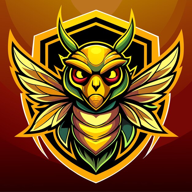 Vector impresionante logotipo de esport con imagen realista de abeja para el equipo