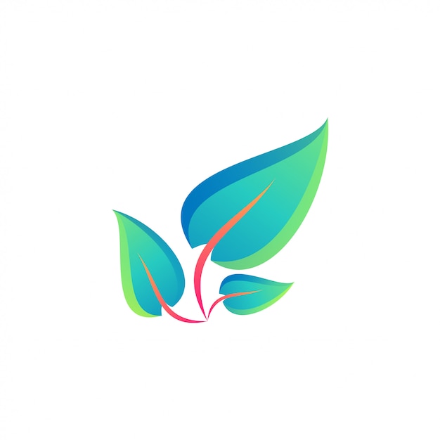 Impresionante logotipo de hoja colorida
