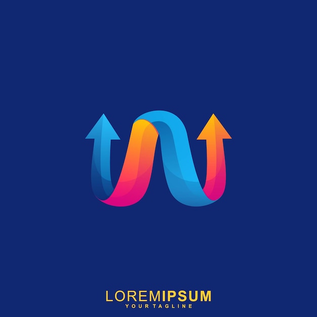 Impresionante logotipo de letra W Arrow Premium