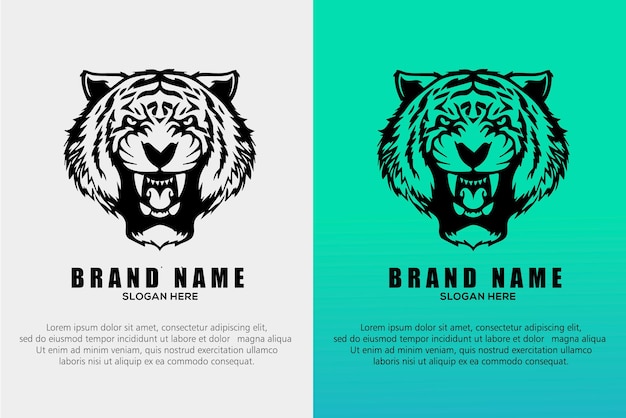 Impresionante logotipo de mascota de cara de tigre enojado vector gratis