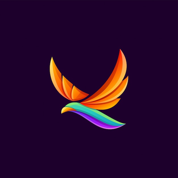 Impresionante logotipo de pájaro volador colorido