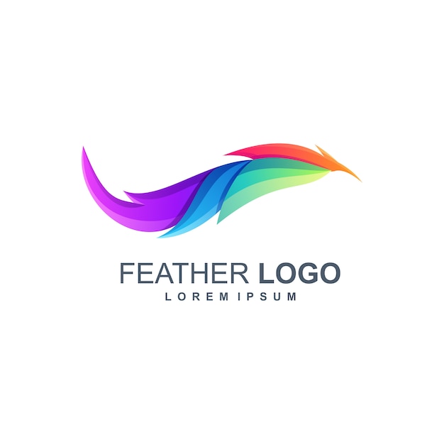 Vector impresionante logotipo de plumas de degradado colorido