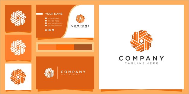 Impresionante plantilla de diseño de logotipo letra M con tarjeta de visita