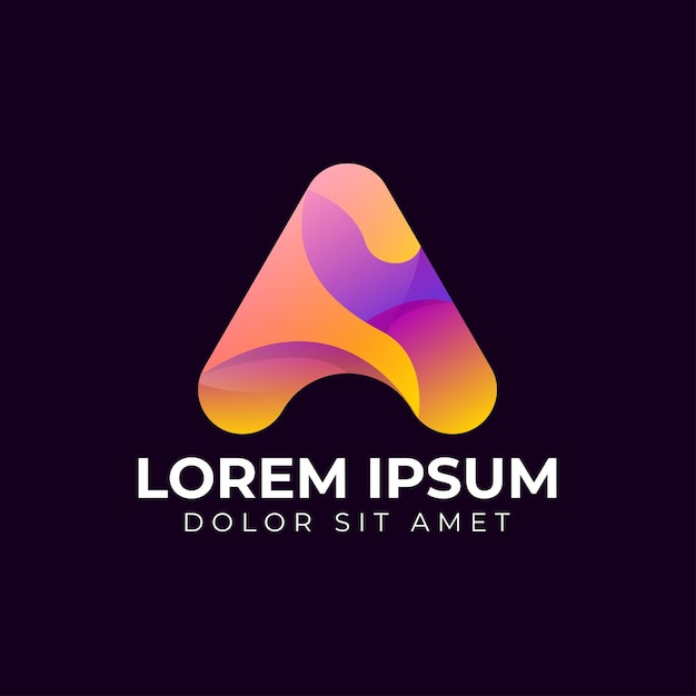 Impresionante plantilla de diseño de vector de gradiente colorido de logotipo de letra A