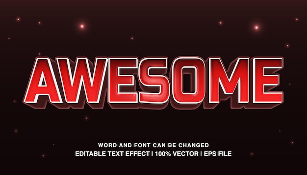 Impresionante plantilla de efecto de texto editable Estilo de texto de neón rojo negrita 3d