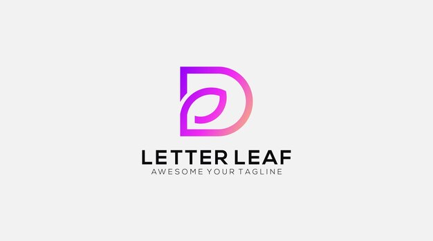 Impresionante plantilla de vector de diseño de logotipo premium de hoja D de letra