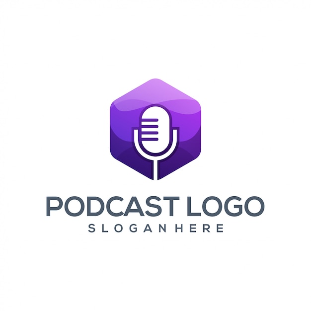 Impresionante podcast logo ilustrador vectorial