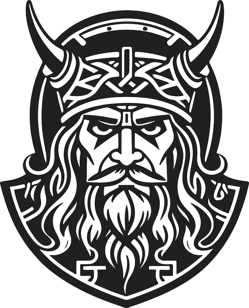 Impresionante y poderoso vector de arte de emblema vikingo