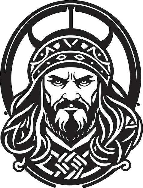 Impresionante y poderoso vector de arte de emblema vikingo