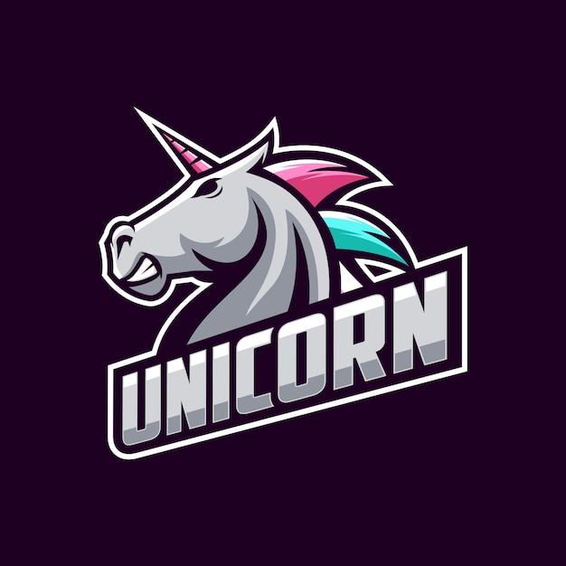 Impresionante unicornio logo diseño vectorial