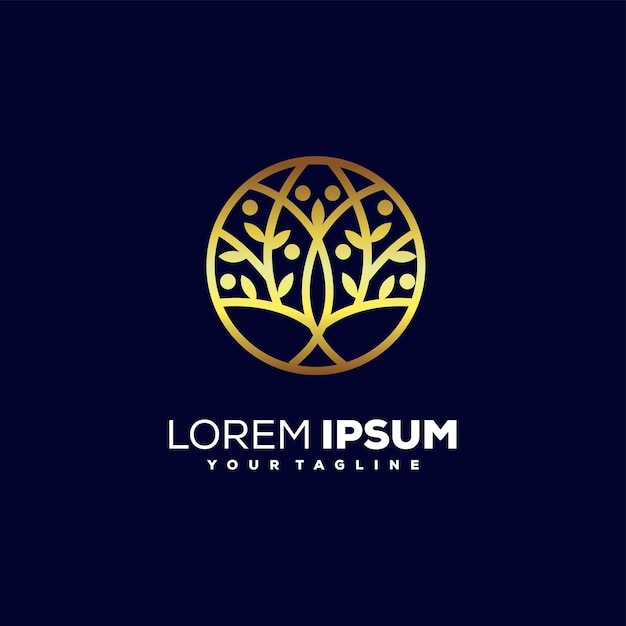 Impresionante vector de diseño de logotipo de árbol dorado
