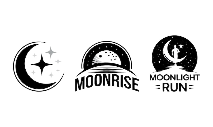 Vector impresionantes diseños de logotipos con temática lunar para eventos y marcas nocturnas