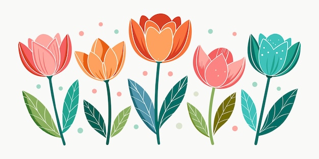 Impresionantes tulipanes vectoriales de acuarela en el estilo de la tela gossamer con tonos suavemente mezclados