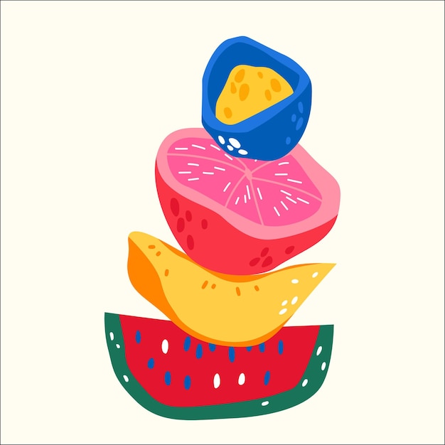 Las impresiones artísticas de frutas dan un toque fresco al diseño visual