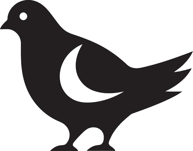 Impresiones elegantes de palomas vectoriales negras de vuelo con tinta pincelada
