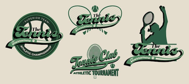 Impresiones de logotipos de tenis universitarios retro diseño de tipografía con eslogan universitario