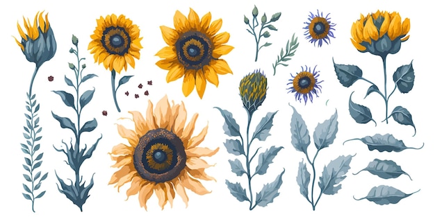 Impresiones de la naturaleza Ilustraciones vectoriales de alta calidad de girasoles