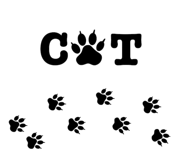 Impresiones de patas de una coca Silueta negra de un camino de huellas de gato Marco con huellas de mascotas para ventanas de tiendas, sitios web, etc.