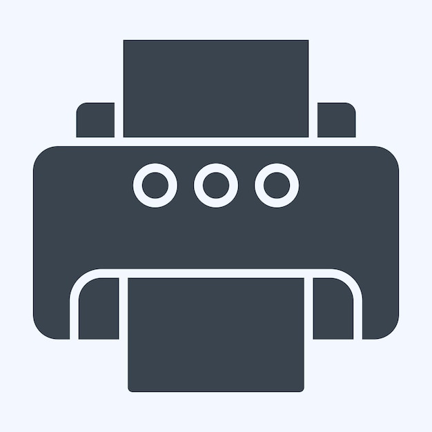 Impresora de íconos relacionada con el estilo de glifo de símbolo de computadora diseño simple editable