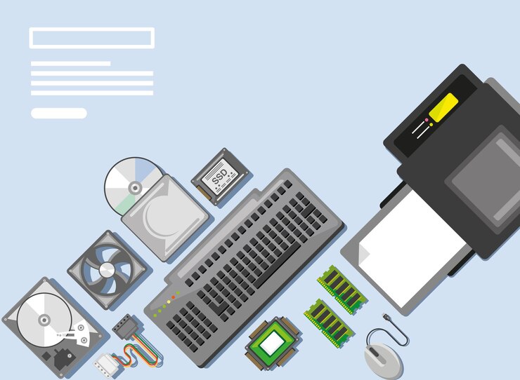 Vector impresora y partes de computadora