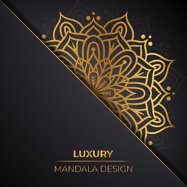 Imprima arte de línea de mandala de lujo listo con diseño decorativo dorado