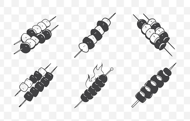 Imprime Moo Ping Skewers de cerdo a la parrilla Arte vectorial tradicional de comida callejera tailandesa para la cocina