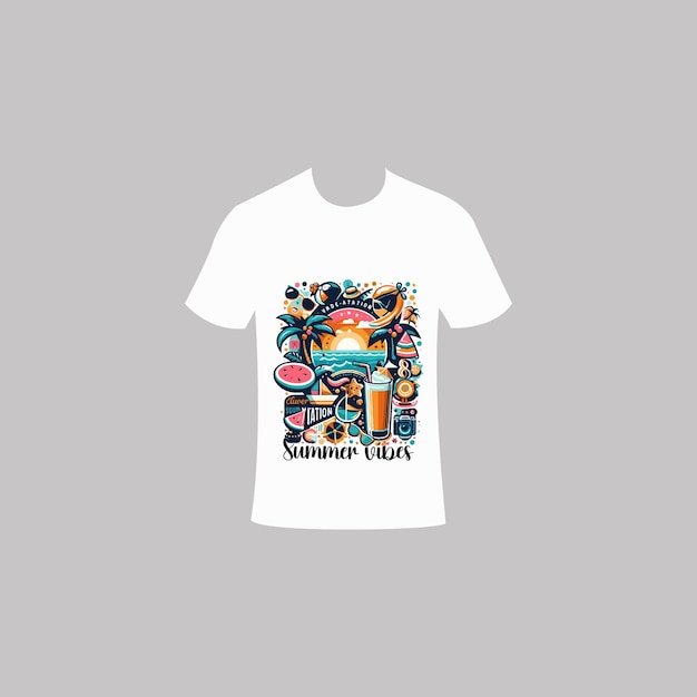 Imprimir una camisa con las palabras sol de verano en él vibraciones de verano