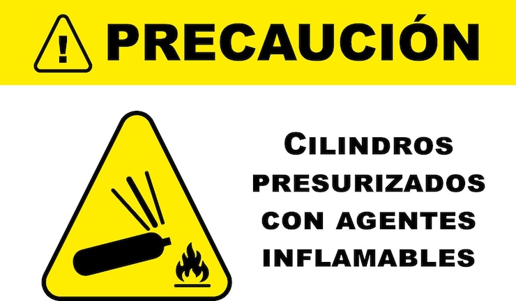 Vector imprimir etiqueta precaución cilindros presurizados