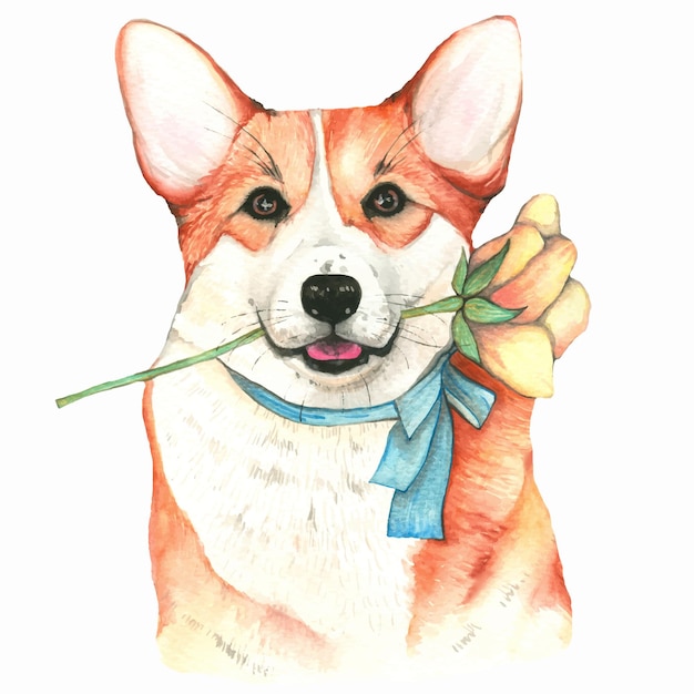 Vector imprimir, hermoso corgi