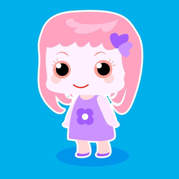 Imprimir lindo personaje de dibujos animados de niña soñando rubor rosa