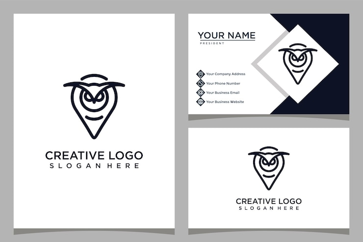Vector imprimir plantilla de logotipo de diseño de búho minimalista y diseño de tarjeta de visita