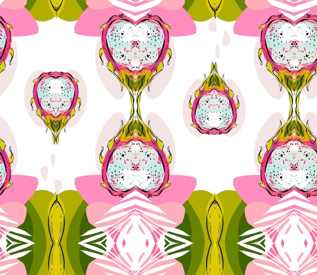 Imprimir verano selva exótica planta tropical hojas de palma Patrón transparente vector floral en el fondo geométrico blanco negro Papel pintado de la naturaleza