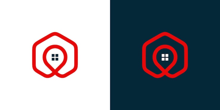 ImprimirLos logotipos del alfiler y de la ventana representan el símbolo de la casa en forma de hexágono