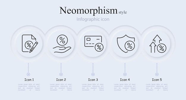 Impuestos conjunto de iconos de línea Moneda vista reloj compras en línea finanzas lupa ojo porcentaje calendario escudo mano estilo Neomorfismo icono de línea vectorial para negocios