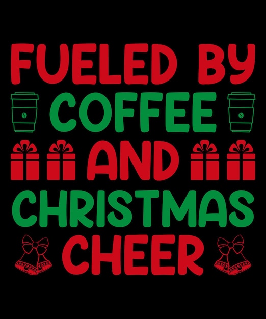Impulsado por el café y la alegría navideña Camiseta de Navidad