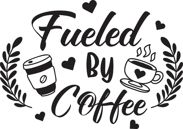 Impulsado por letras de café e ilustración de cotización de café