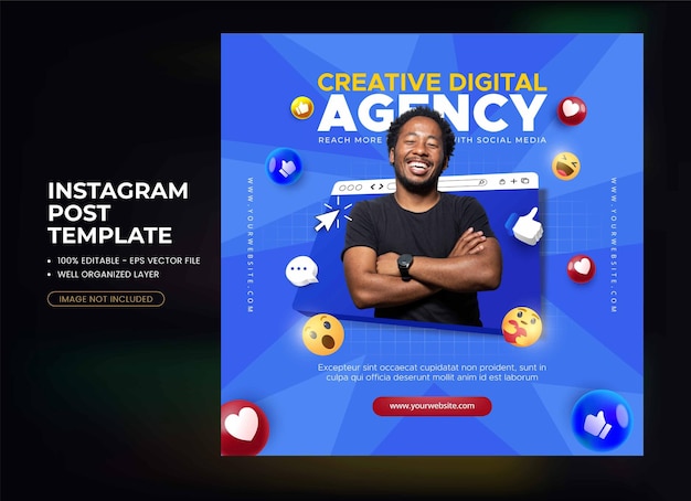 Impulse sus redes sociales en vivo con Social Media Marketing. Plantilla de publicación de Instagram.