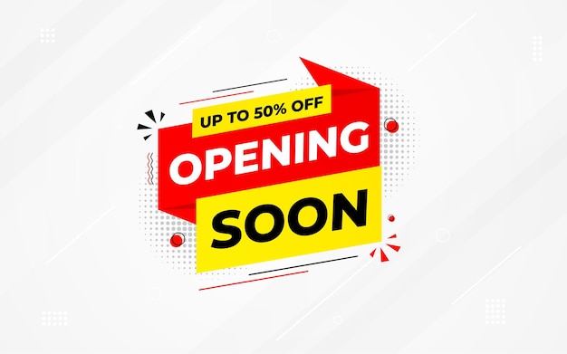 Inauguración Pronto diseño vectorial de plantillas de pancartas Fondo de apertura de tiendas en línea Diseño especial de carteles de marketing de descuento para web y venta social Diseño de plantillas vectoriales de pancartas