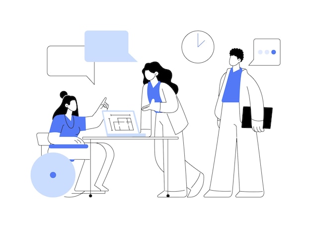 Inclusión en una ilustración de vector de concepto abstracto de lugar de trabajo