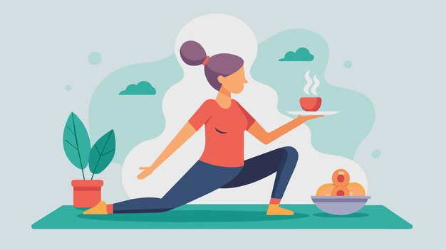 Vector incorporar movimiento consciente antes o después de una comida como una caminata corta o yoga para sintonizar con el