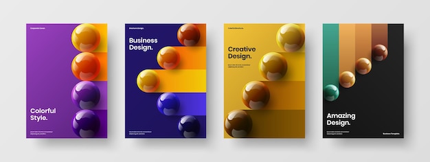 Increíble conjunto de diseño de folleto de empresa de bolas realistas