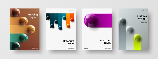 Increíble conjunto de diseño de identidad corporativa de esferas realistas
