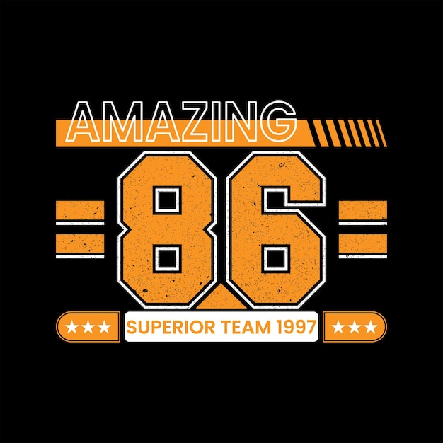 Increíble diseño de camiseta negra con cita de tipografía moderna ochenta y seis