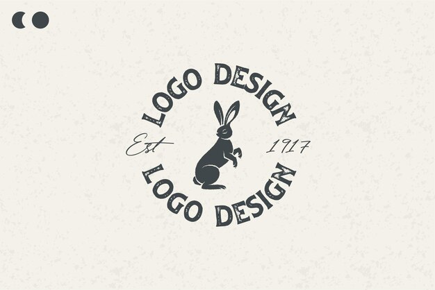 Vector increíble diseño de logotipo de conejo diseño vintage estilo clásico